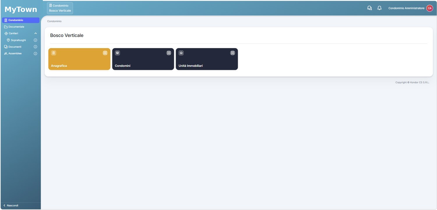 Dashboard gestione condominio MyTown